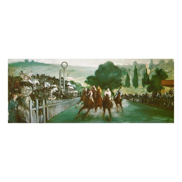 Glasschilderijen Edouard Manet - Races At Longchamp