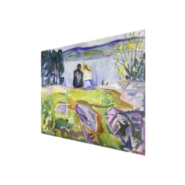 Glasschilderijen Edvard Munch - Spring (Love Couple On The Shore)