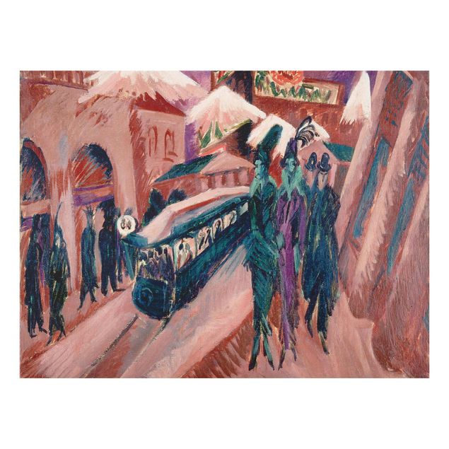 Glasschilderijen Ernst Ludwig Kirchner - Leipziger Street With Eectric Train