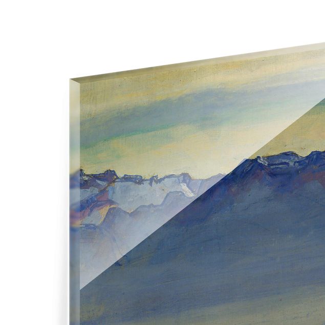 Glasschilderijen Ferdinand Hodler - Lake Geneva with Savoyer Alps