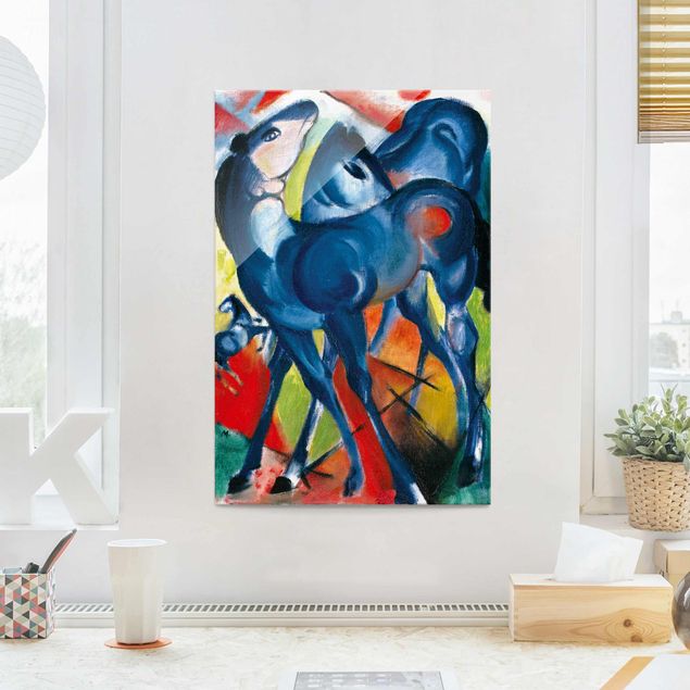 Glasschilderijen Franz Marc - The Blue Foals
