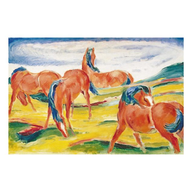 Glasschilderijen Franz Marc - Grazing Horses