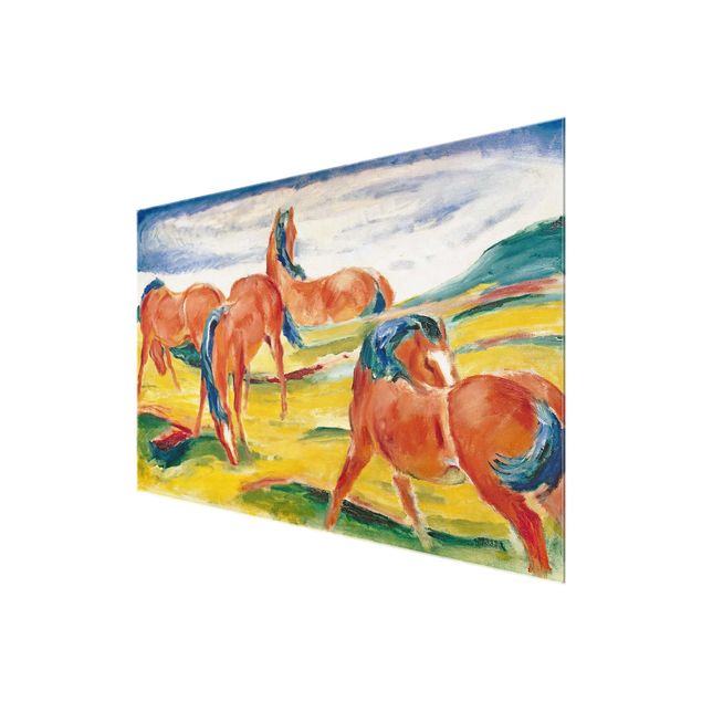 Glasschilderijen Franz Marc - Grazing Horses