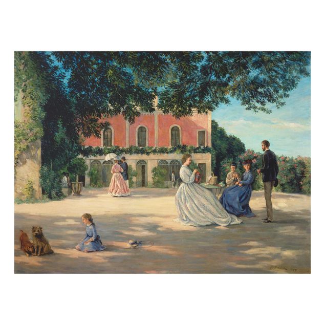 Glasschilderijen Frédéric Bazille - Family Reunion On The Terrace At Meric