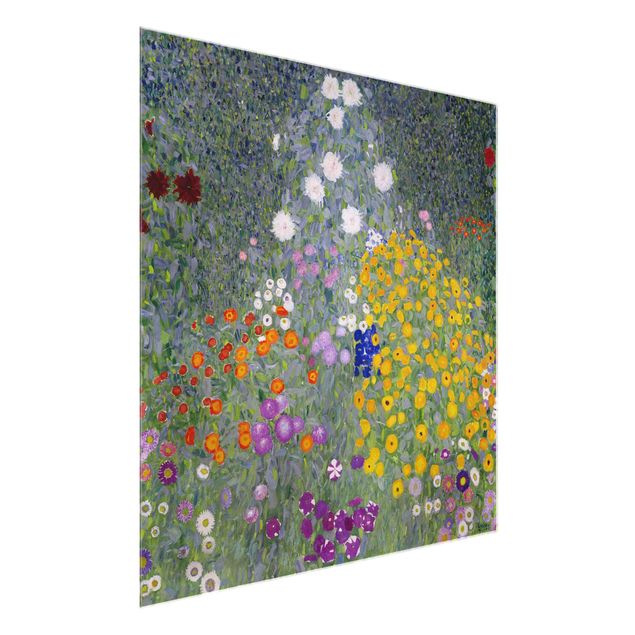 Glasschilderijen Gustav Klimt - Cottage Garden