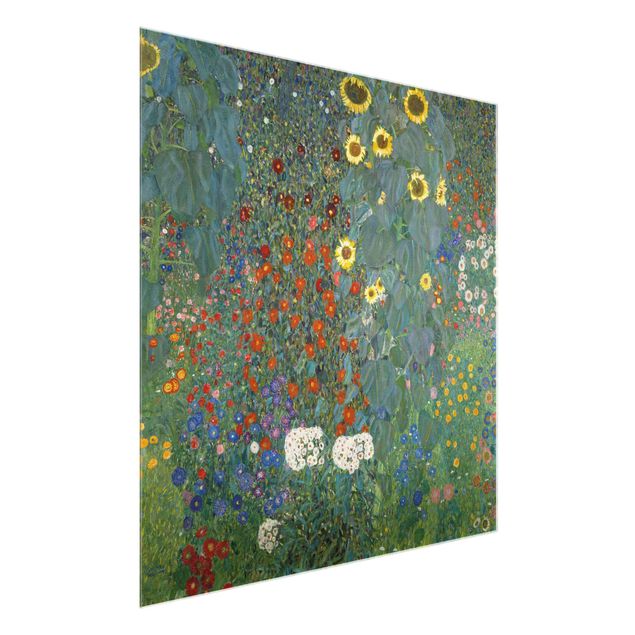 Glasschilderijen Gustav Klimt - Garden Sunflowers