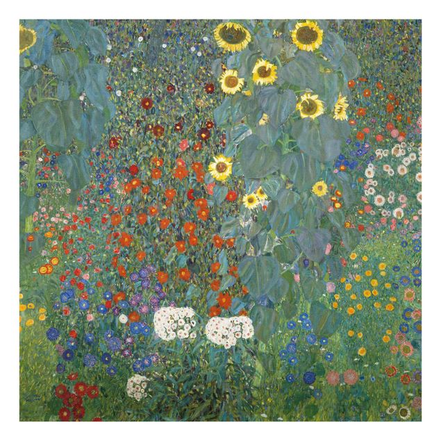 Glasschilderijen Gustav Klimt - Garden Sunflowers