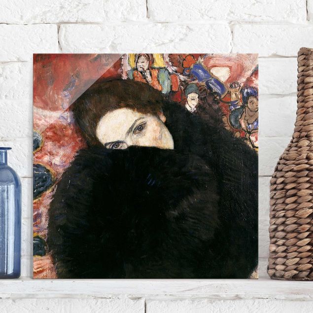 Glas Magnettafel Gustav Klimt - Lady With A Muff