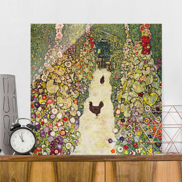 Magnettafel Glas Gustav Klimt - Garden Path with Hens