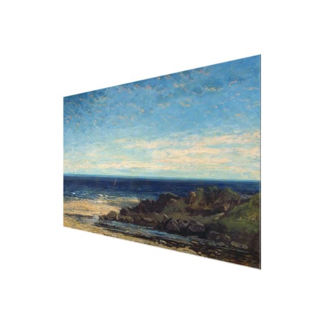 Glasschilderijen Gustave Courbet - The Sea - Blue Sea, Blue Sky