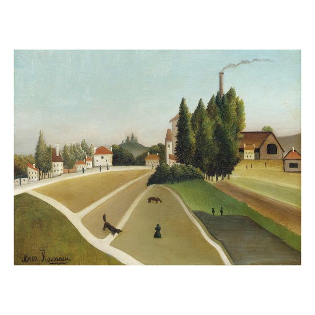 Glasschilderijen Henri Rousseau - Landscape With Factory