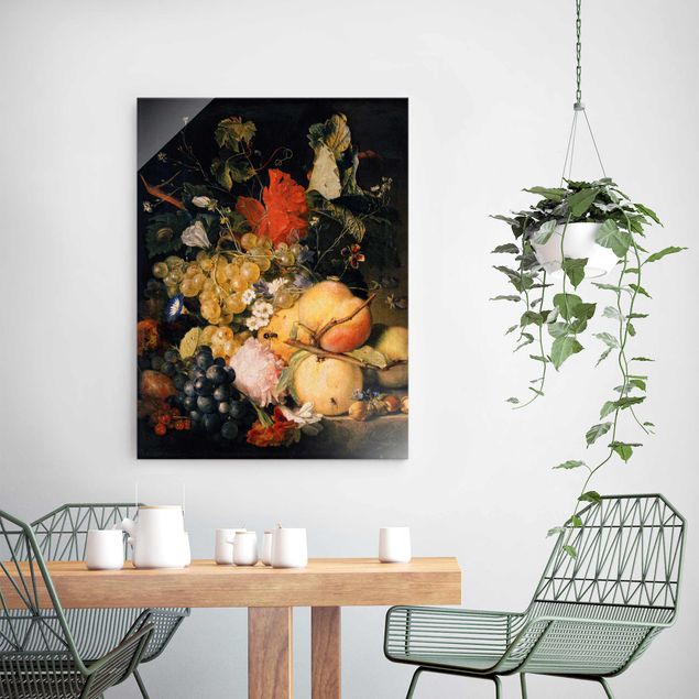 Glasschilderijen Jan van Huysum - Fruits, Flowers and Insects