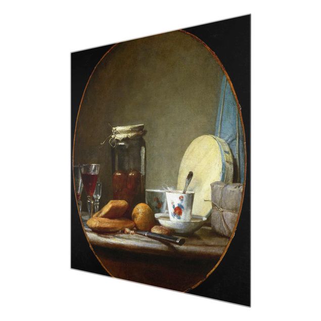 Glasschilderijen Jean-Baptiste Siméon Chardin - Young Girl (young Boy?) builds a House of Cards