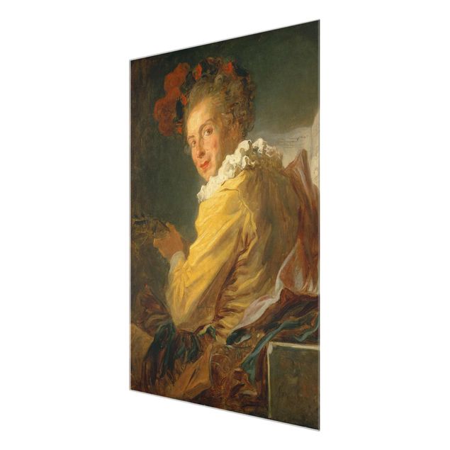 Glasschilderijen Jean Honoré Fragonard - Man playing an Instrument