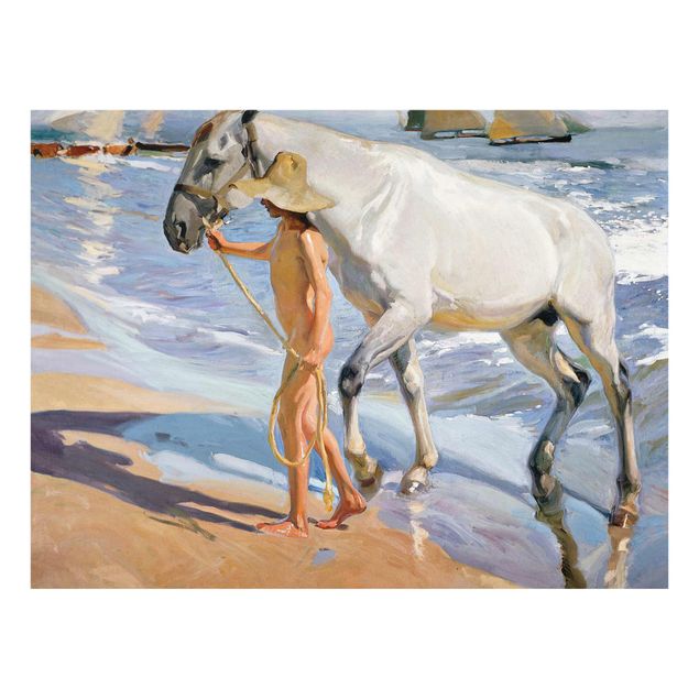 Glasschilderijen Joaquin Sorolla - The Horse’S Bath