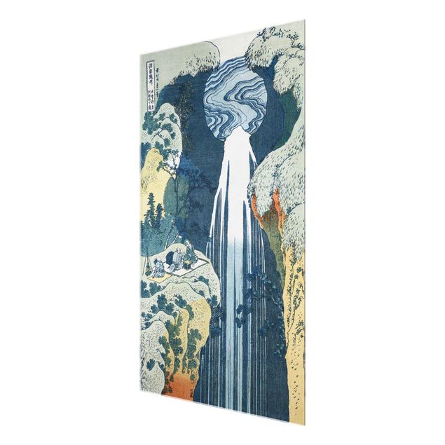 Glasschilderijen Katsushika Hokusai - The Waterfall of Amida behind the Kiso Road