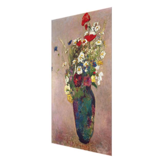 Glasschilderijen Odilon Redon - Flower Vase with Poppies