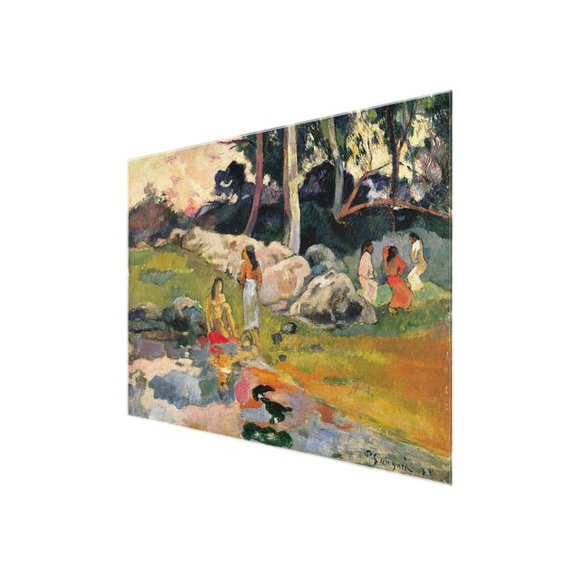Glasschilderijen Paul Gauguin - Women At The Banks Of River