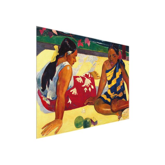 Glasschilderijen Paul Gauguin - Parau Api (Two Women Of Tahiti)