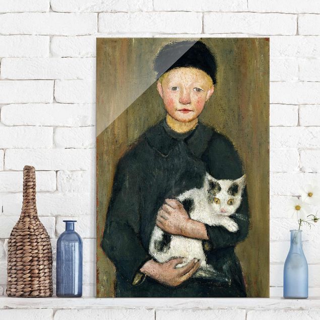 Glas Magnetboard Paula Modersohn-Becker - Boy with Cat