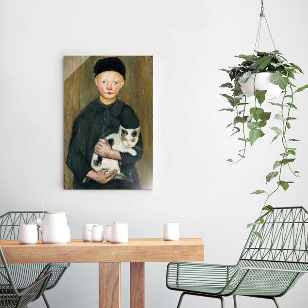 Glasschilderijen Paula Modersohn-Becker - Boy with Cat