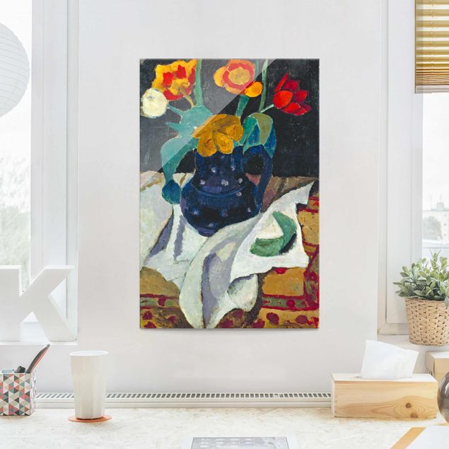 Glasschilderijen Paula Modersohn-Becker - Still Life with Tulips