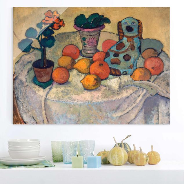 Glas Magnetboard Paula Modersohn-Becker - Still Life With Oranges And Stoneware Dog
