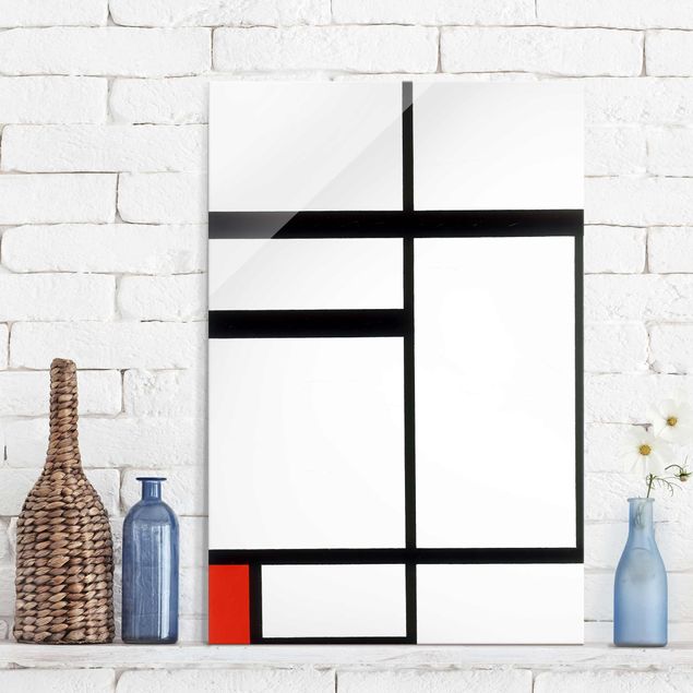 Magnettafel Glas Piet Mondrian - Composition with Red, Black and White