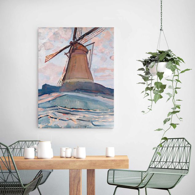 Glasschilderijen Piet Mondrian - Windmill