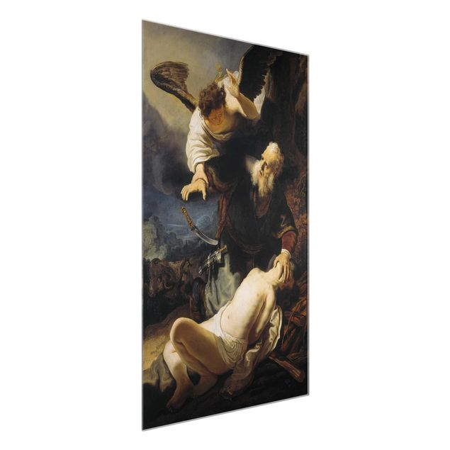 Glasschilderijen Rembrandt van Rijn - The Angel prevents the Sacrifice of Isaac
