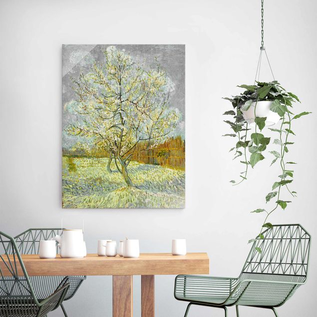 Glasschilderijen Vincent van Gogh - Flowering Peach Tree