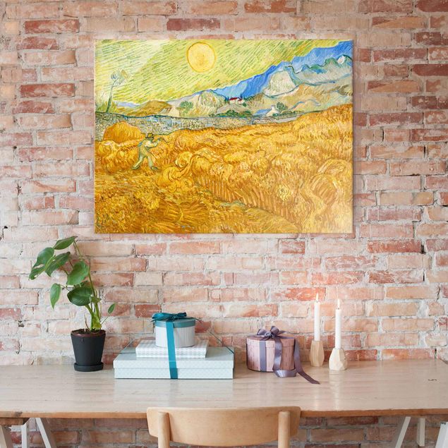 Glasschilderijen Vincent Van Gogh - The Harvest, The Grain Field