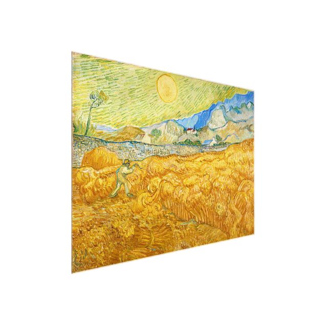 Glasschilderijen Vincent Van Gogh - The Harvest, The Grain Field