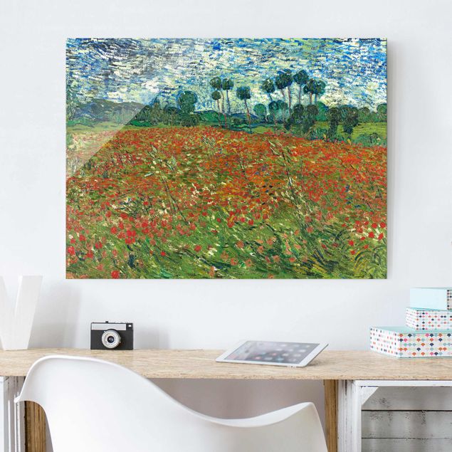 Glasschilderijen Vincent Van Gogh - Poppy Field