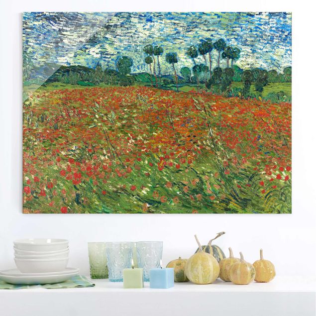 Glas Magnetboard Vincent Van Gogh - Poppy Field