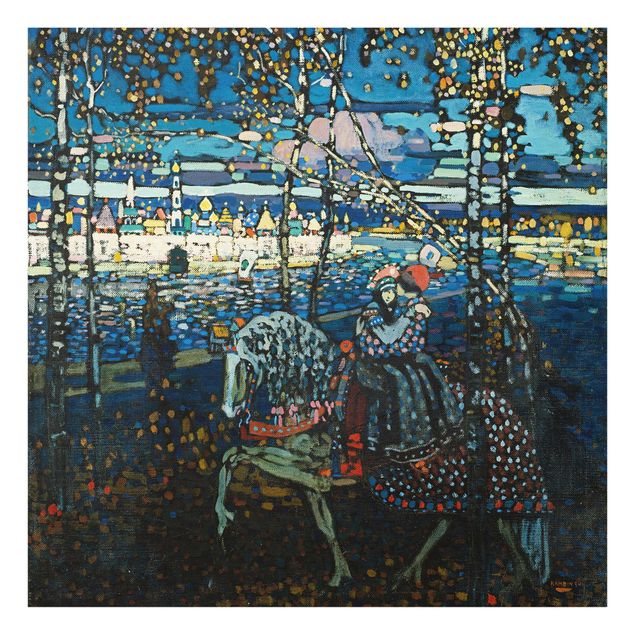 Glasschilderijen Wassily Kandinsky - Riding Paar