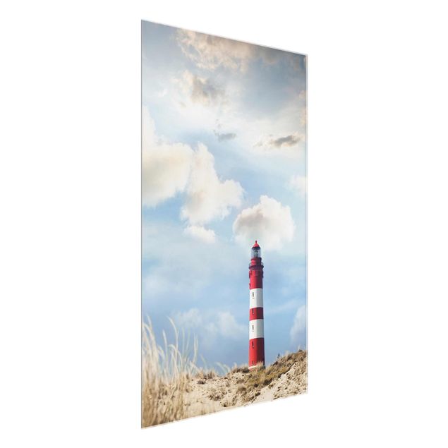 Glasschilderijen Lighthouse Between Dunes