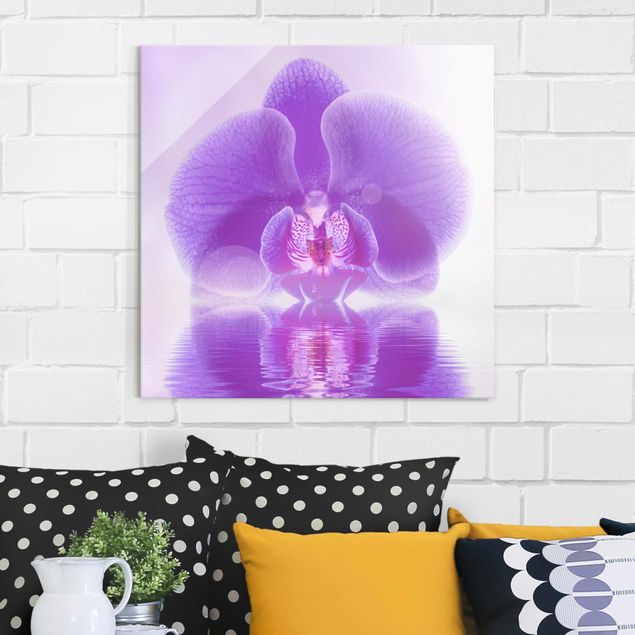 Glasschilderijen Purple Orchid On Water