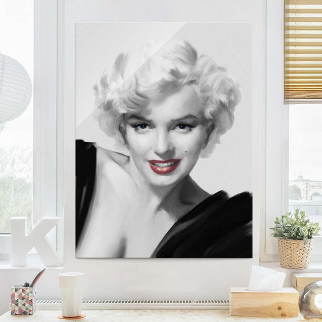 Glasschilderijen Marilyn On Sofa