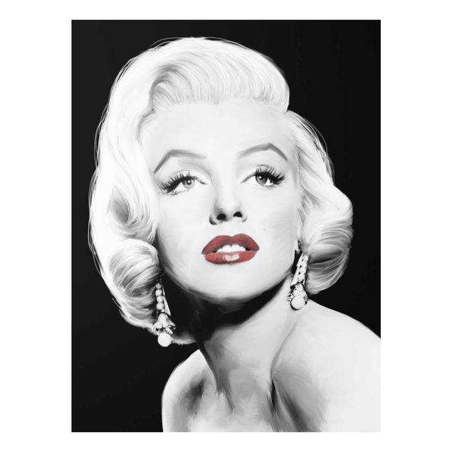 Glasschilderijen Marilyn With Earrings