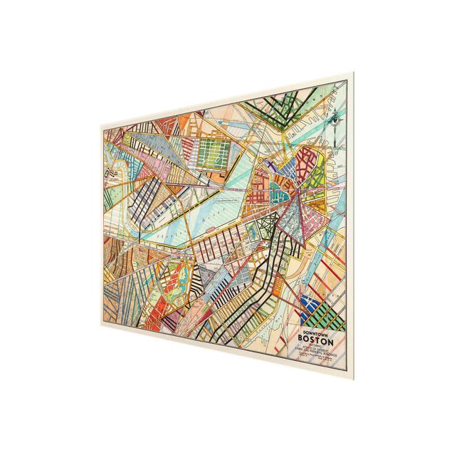Glasschilderijen Modern Map Of Boston
