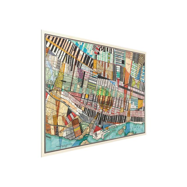 Glasschilderijen Modern Map Of Montreal