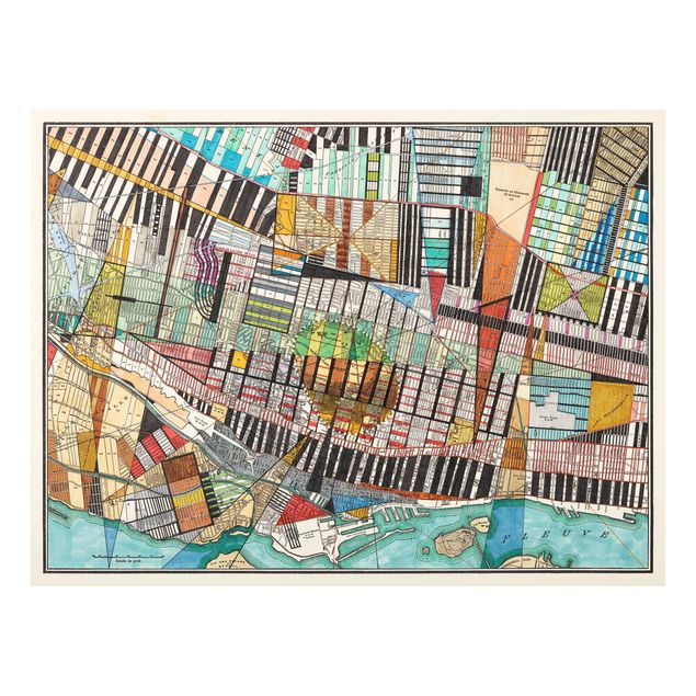 Glasschilderijen Modern Map Of Montreal