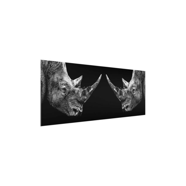 Glasschilderijen Rhino Duel