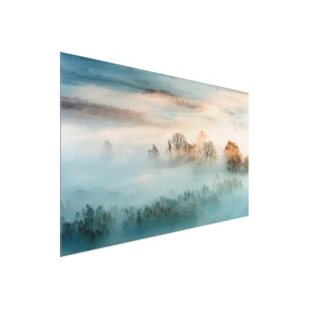 Glasschilderijen Fog At Sunrise