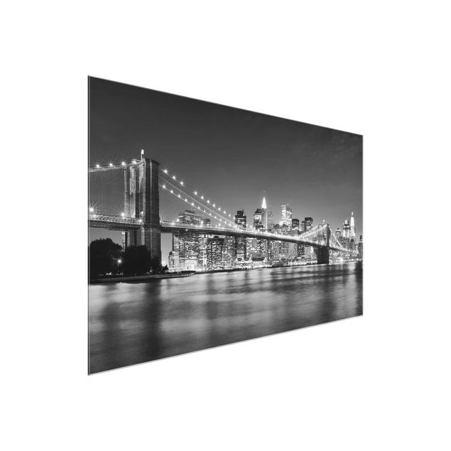 Glasschilderijen Nighttime Manhattan Bridge II