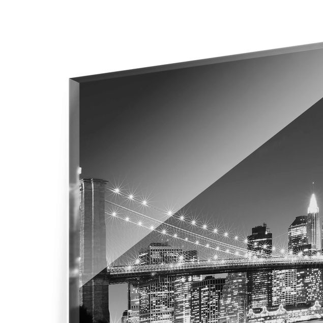 Glasschilderijen Nighttime Manhattan Bridge II