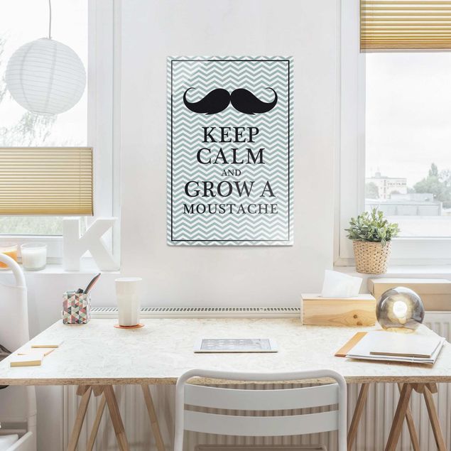 Glasschilderijen Keep Calm and Grow a Moustache