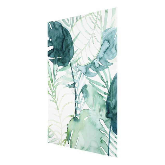 Glasschilderijen Palm Fronds In Water Color II