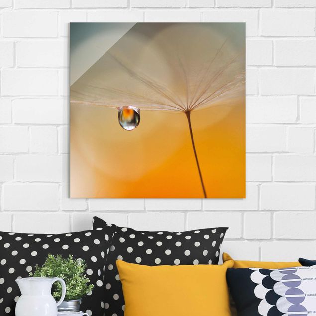 Glas Magnetboard Dandelion In Orange